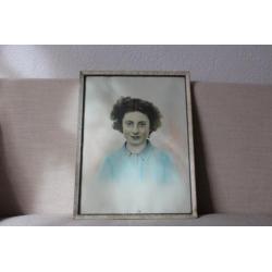 Een nostalgische plaat in oude lijst, blauw, roze