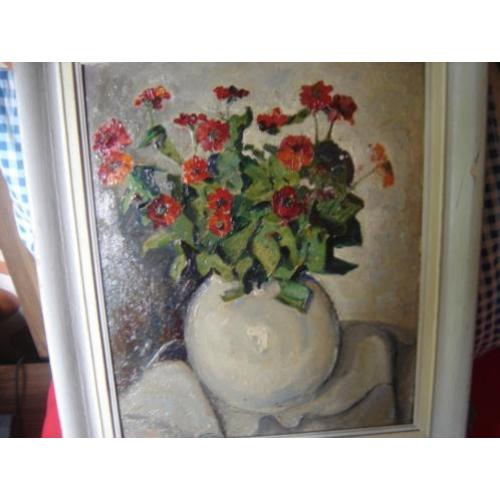 EDMUND WINGEN, (Scheen) Pr schild Rode Bloemen in Vaas