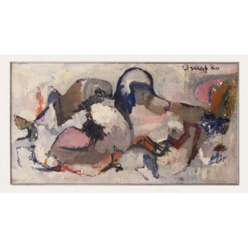 schilderij van Kees Graaf (Texel 1930 - ) - 'Liggend Naakt'