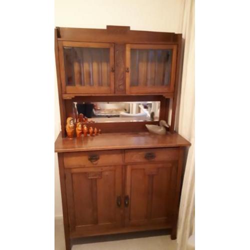ANTIEKE met geslepen glas en spiegel buffetkast wandkast