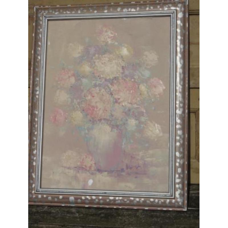 schilderij stilleven bloemen pastelkleuren