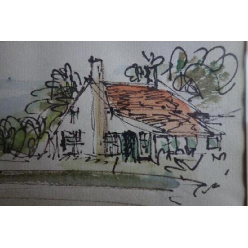 Tekening aquarel D. Fankfort molen Aagtekerke