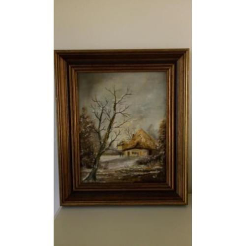 Schilderij Theo van Veghel winterlandschap schilderijtje