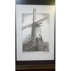 Tekening Korenmolen van Bavel incl. lijst