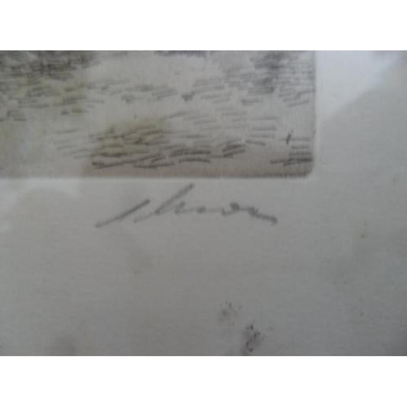 Mooie oude tekening in goudkleurige lijst