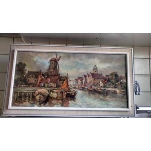 Schilderij Oud stadsgezicht Schilder Täuber.