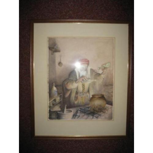 Ben Abbink 1981 Alchemist aquarel chemie 41x49 Hoensbroek