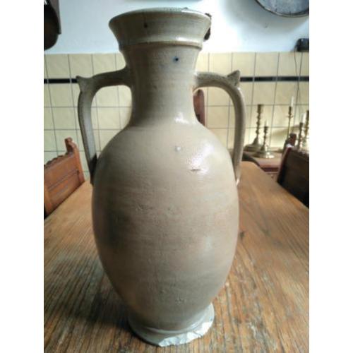 Bijzondere antieke grote steengoed kruik (1).