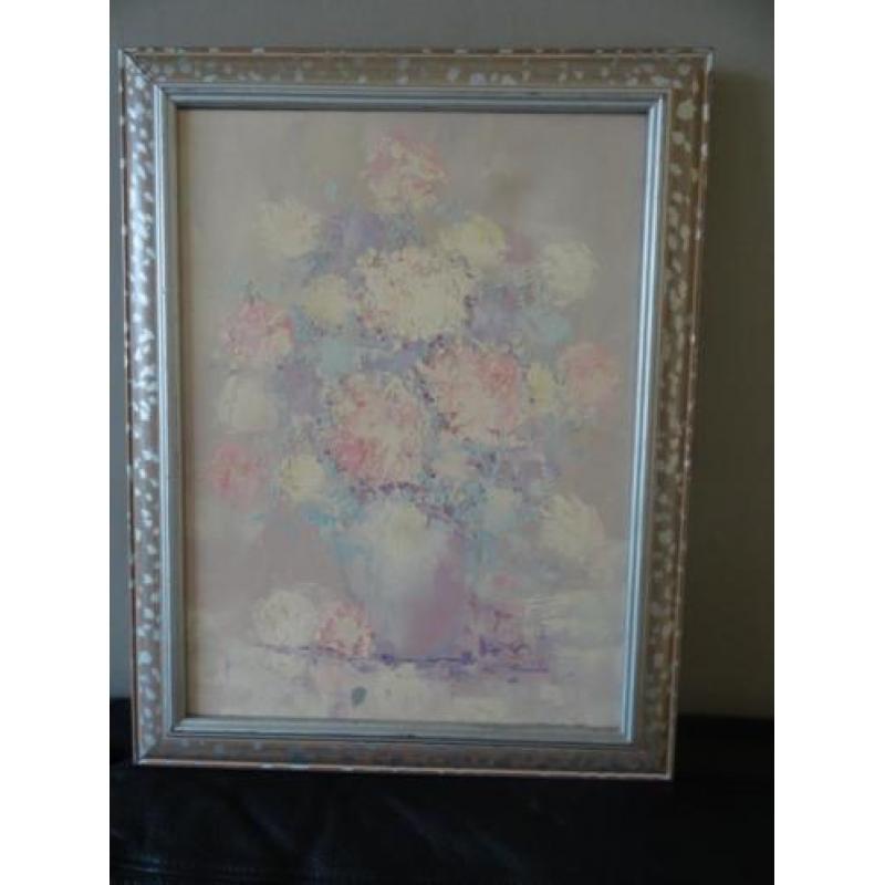 schilderij stilleven bloemen pastelkleuren