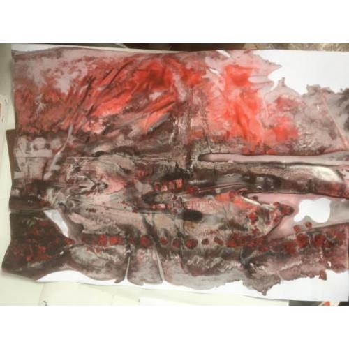 Abstract Landschap verf op papier