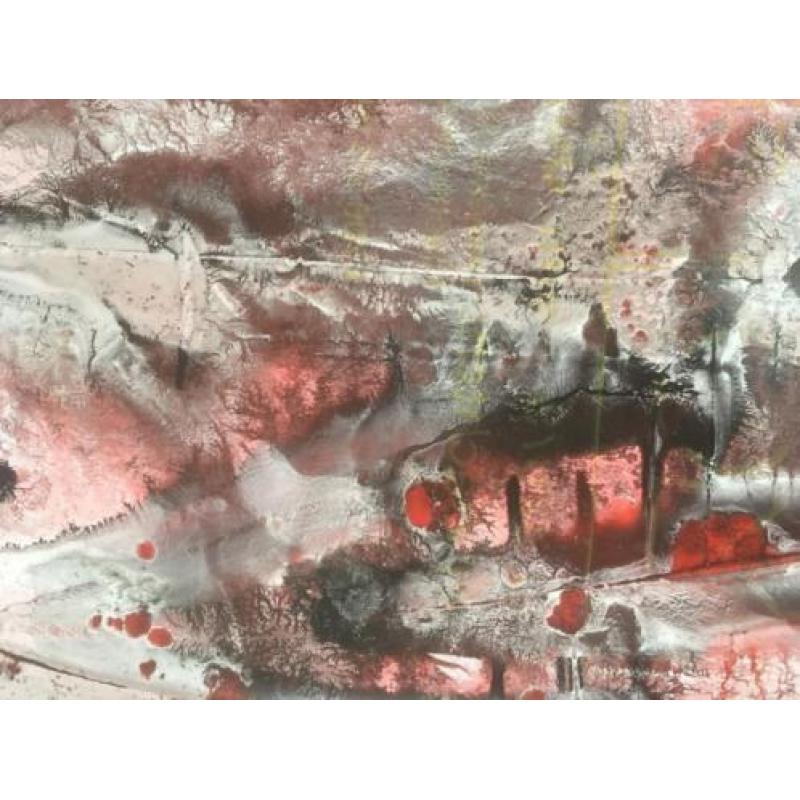 Abstract Landschap verf op papier