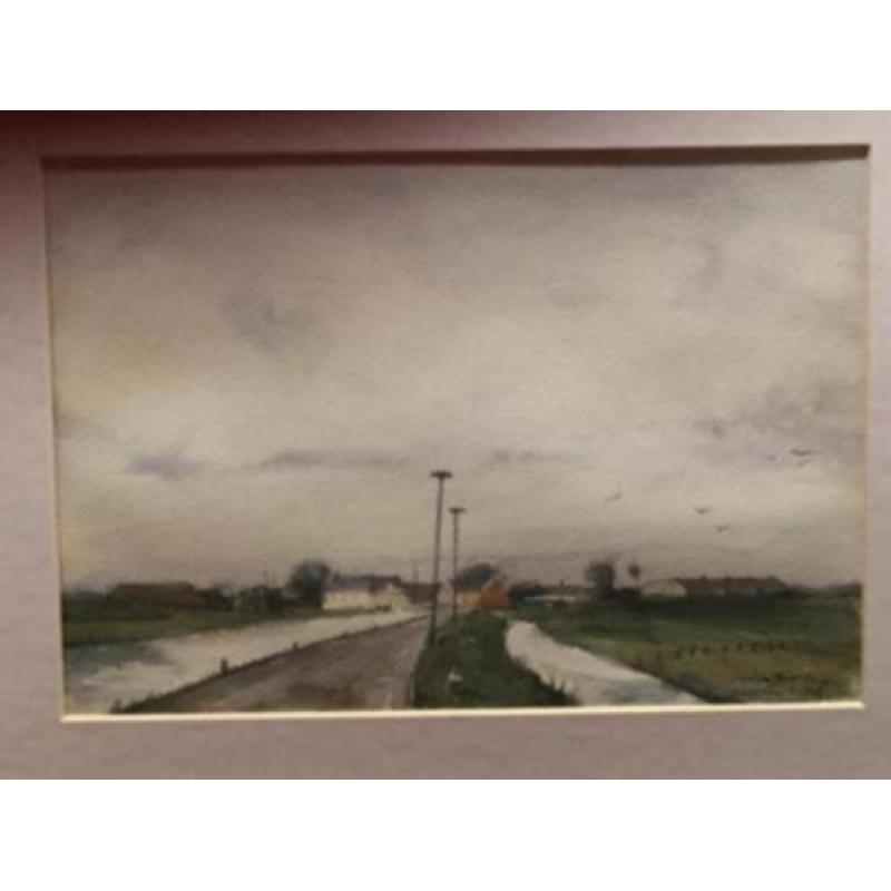 Aquarel Polderweg te Kethel uit 1976