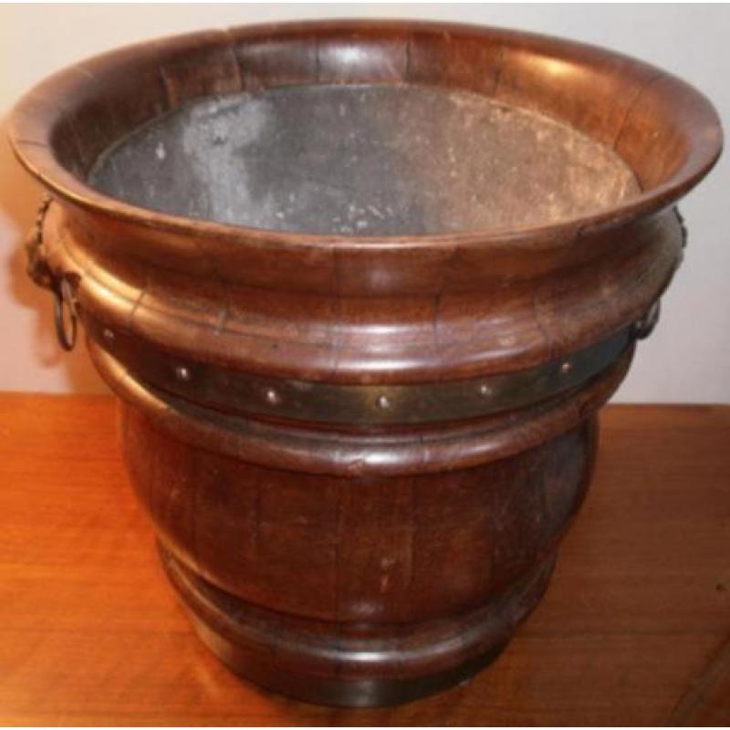 Biedermeier mahonie bloempot/bak gekuipt model,