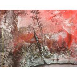 Abstract Landschap verf op papier