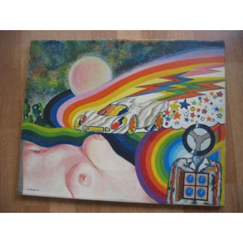 Surrealistisch Schilderij Olieverf op Linnen- Jan Fijnheer