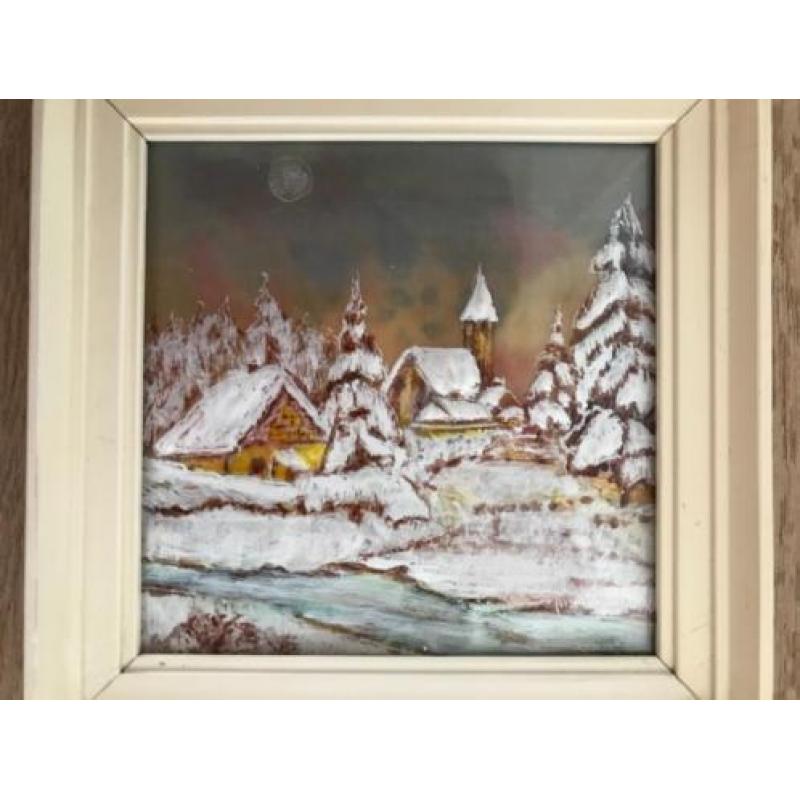 Winterlandschap in oud lijstje