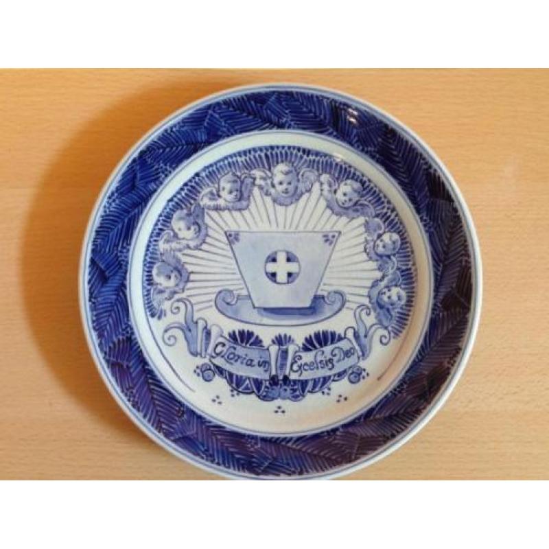 Delfts blauw wandbord Porceleyne Fles Kerstmis 1909