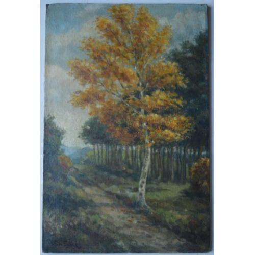 Bosgezicht, olieverf op paneel.