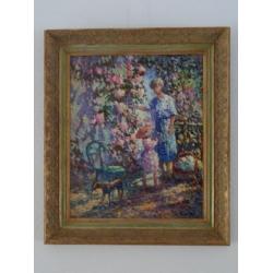 Eugene Begarat, Nice 1943 (Pointillisme) "Tuin in Normandië