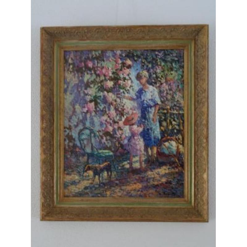 Eugene Begarat, Nice 1943 (Pointillisme) "Tuin in Normandië