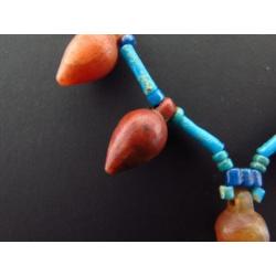Egyptian necklace made of clear blue faience mummy beads and