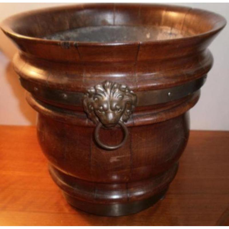 Biedermeier mahonie bloempot/bak gekuipt model,