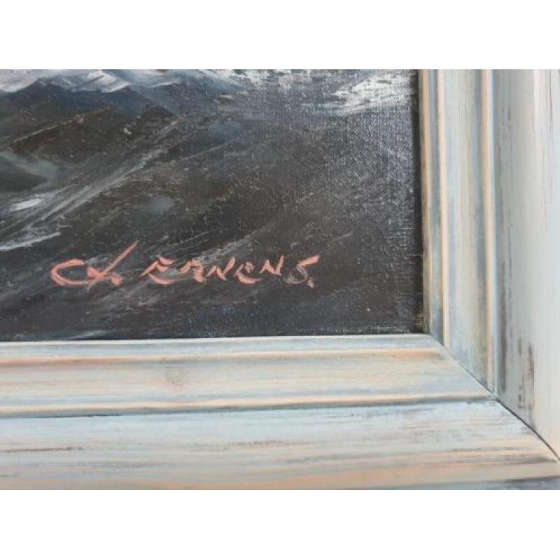 G.J. Ernens (1935-) - Zeilboot op volle zee