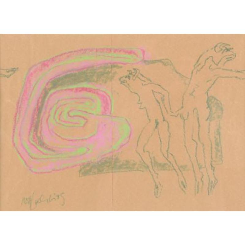 Klaus J van de Locht(1942)Krijttekening"Jaloerse Mino"Ges Ge