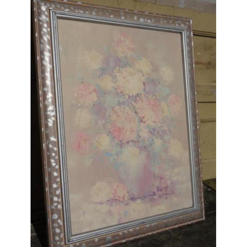 schilderij stilleven bloemen pastelkleuren