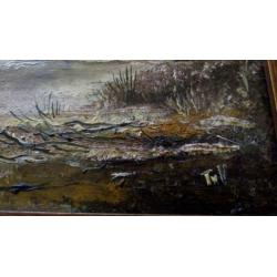 Schilderij Theo van Veghel winterlandschap schilderijtje