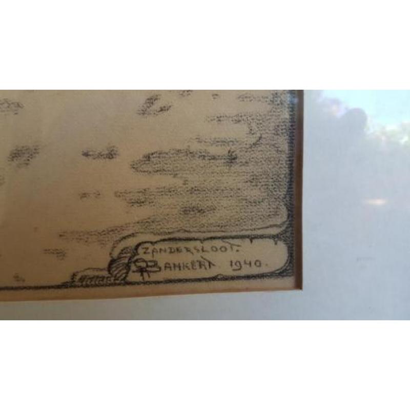 Prachtige org. tekening Zandersloot Alkmaar Rein Bankert