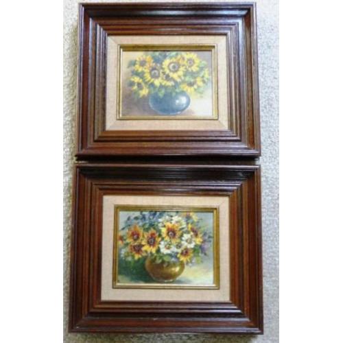 Zonnebloemen en margrieten 1984 - Manders - board - gelijst