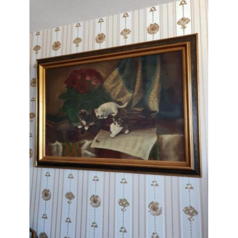 KATTENSCHILDERIJ Gesigneerd J W van Trirum (1924-2011)