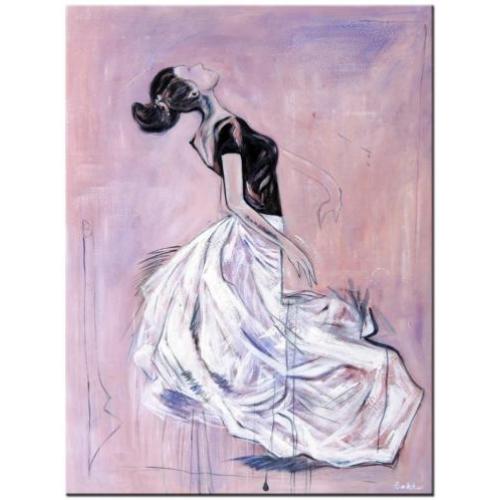 d708 Dame dans olieverf schilderij 90x120cm