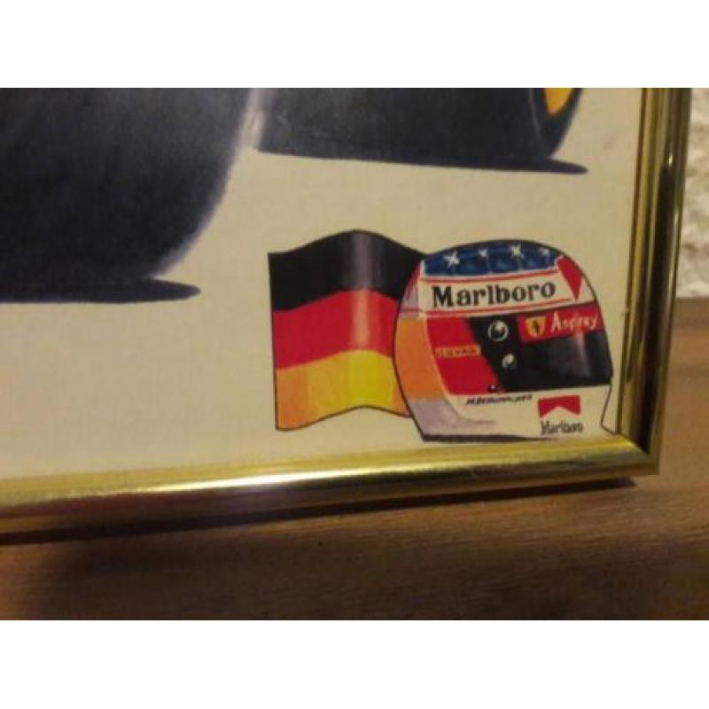 Ets tekening in lijst raceauto 1996 gesigneerd