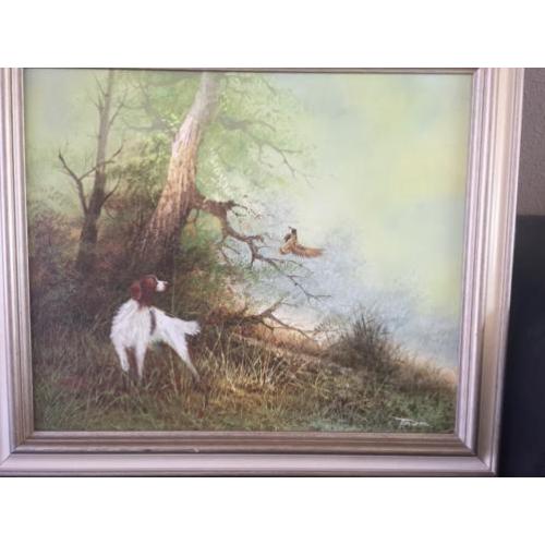 Tugomir jachttafereel olieverf op doek ingelijsd