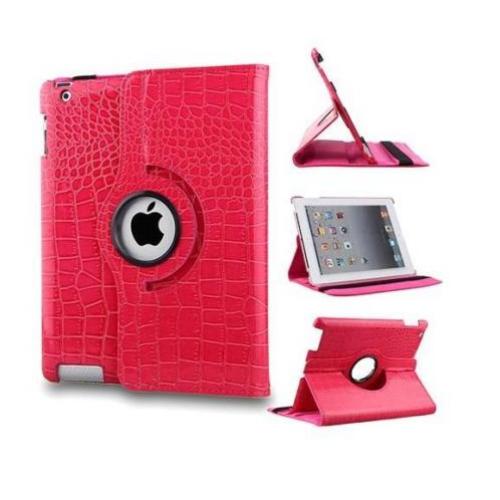 iPad Air 1 Krokodillen lederen hoes 360 graden leer - Roze