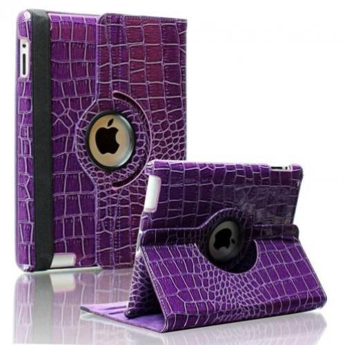 iPad 2 3 4 Krokodillen lederen hoes 360 graden leer Paars