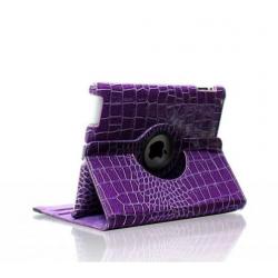 iPad 2 3 4 Krokodillen lederen hoes 360 graden leer Paars