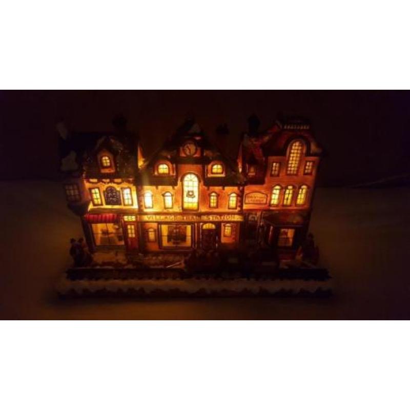 kersthuisje / station met verlichting
