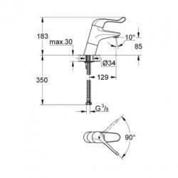 Euroeco special veiligheids wastafelkraan hoog met hendel...