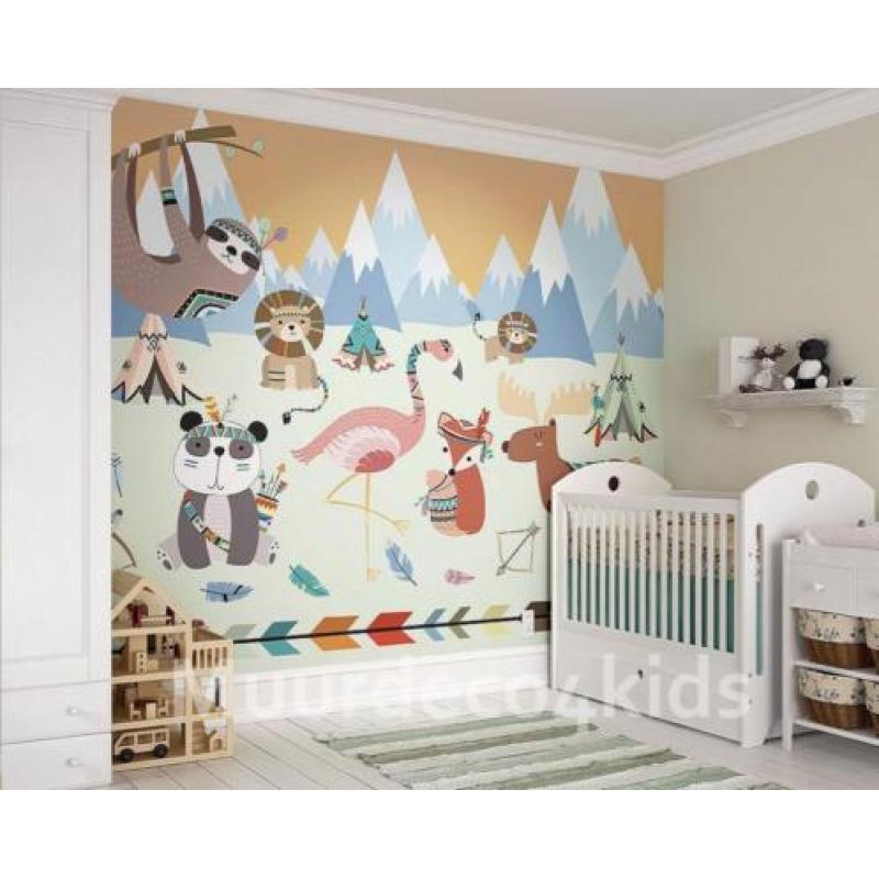 Vliesbehang Dierentuin, Dieren behang Kinderkamerbehang
