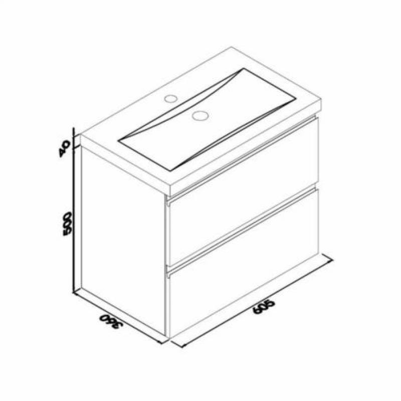 Badmeubel Set Extra Compact 60X36 Cm Hoogglans Wit