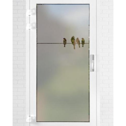 statische verticale raamfolie Vogels op draad - Uniquewinkel