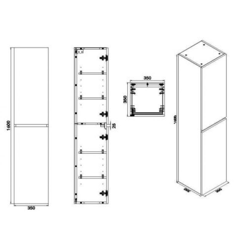 Vision kolomkast 2 deuren 160x35x35 wit