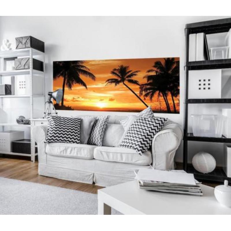 Palmen fotobehang zonsondergang, Palmbomen. Fotobehang4you