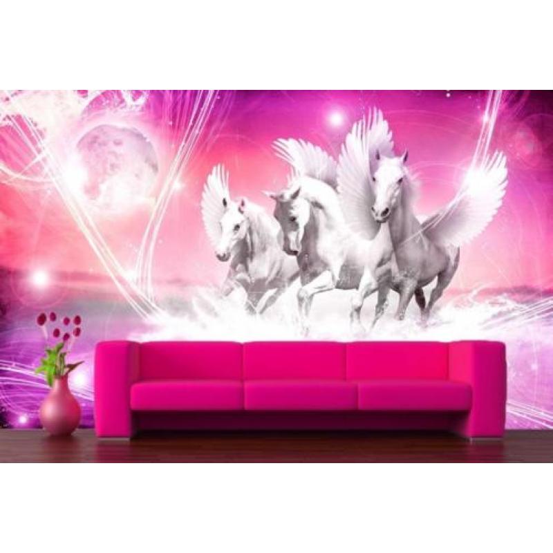 Paarden fotobehang L Pegasus roze Paarden behang *Muurdeco4