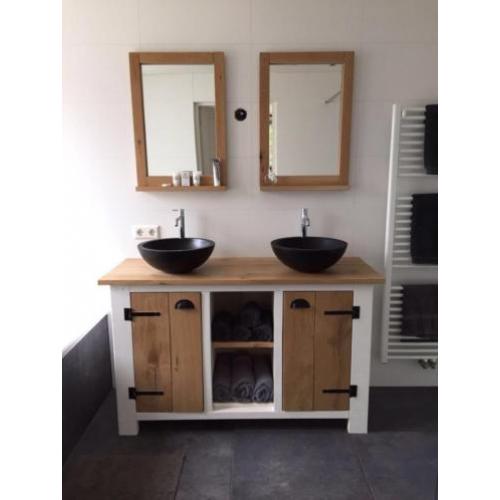 handegemaakt Badkamer meubel massief eiken, wastafelkast