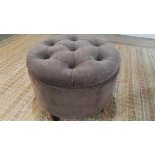 Fluwelen bruine poef met opbergruimte