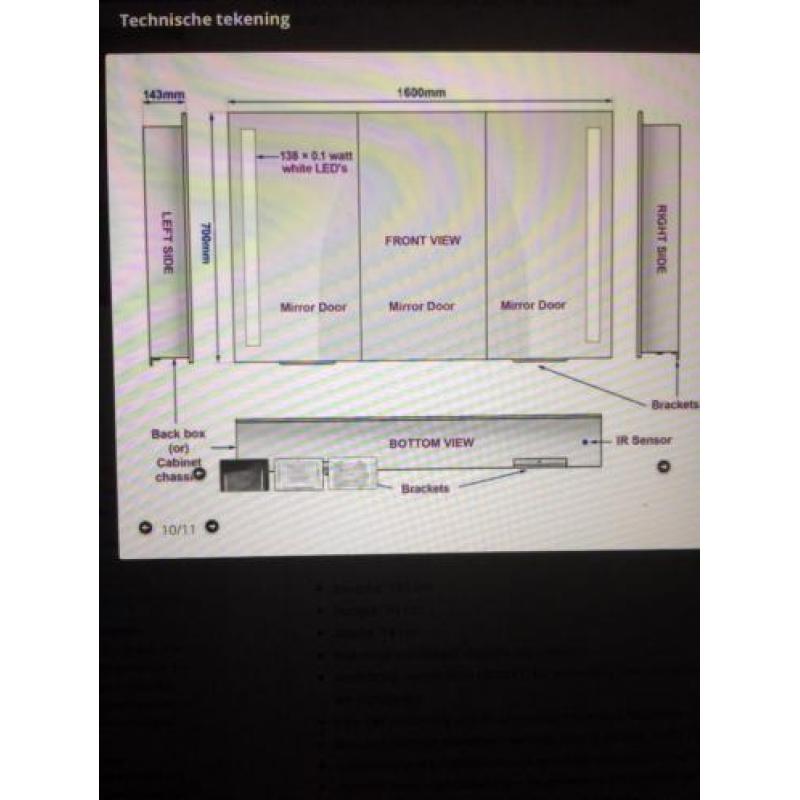 Badkamer spiegelkast 160x70 met verlichting en verwarming